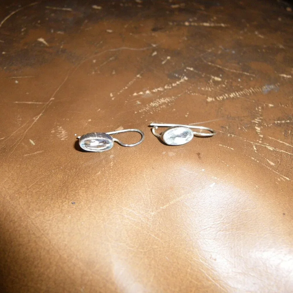 Vintage Sterling Silver Earrings w/ Aquamarine Gemstones - Picture 1 of 2